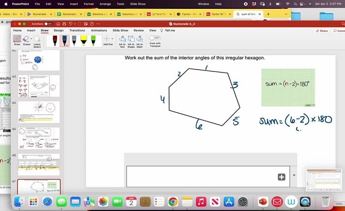 how to work out the interior angles of an irregular hexagon mathswatch